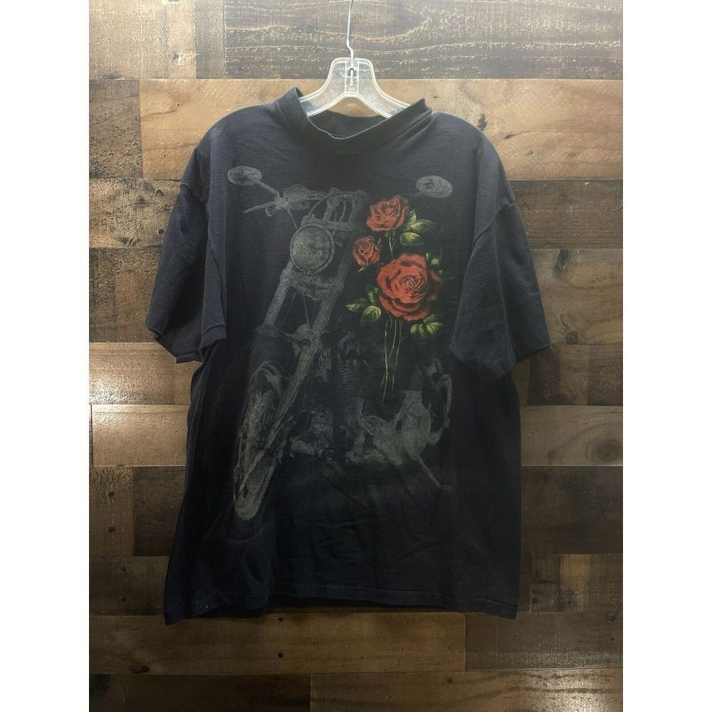Vtg 3D Emblem  90's‎ AOP Motorcycle T-Shirt Size X-Large